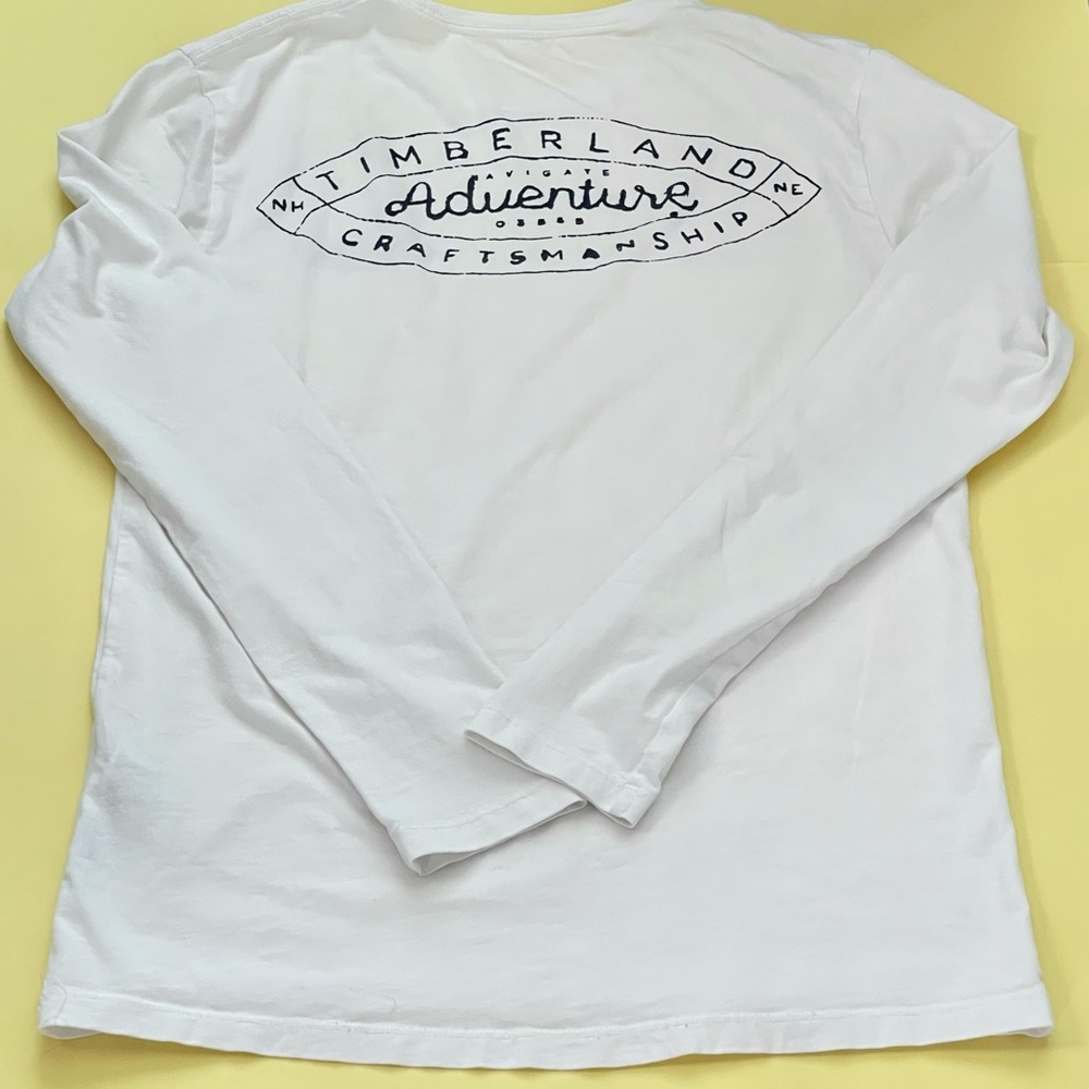 🔥2xHP♥️Timberland men 100% cotton white long sleeves t-shirt sz S